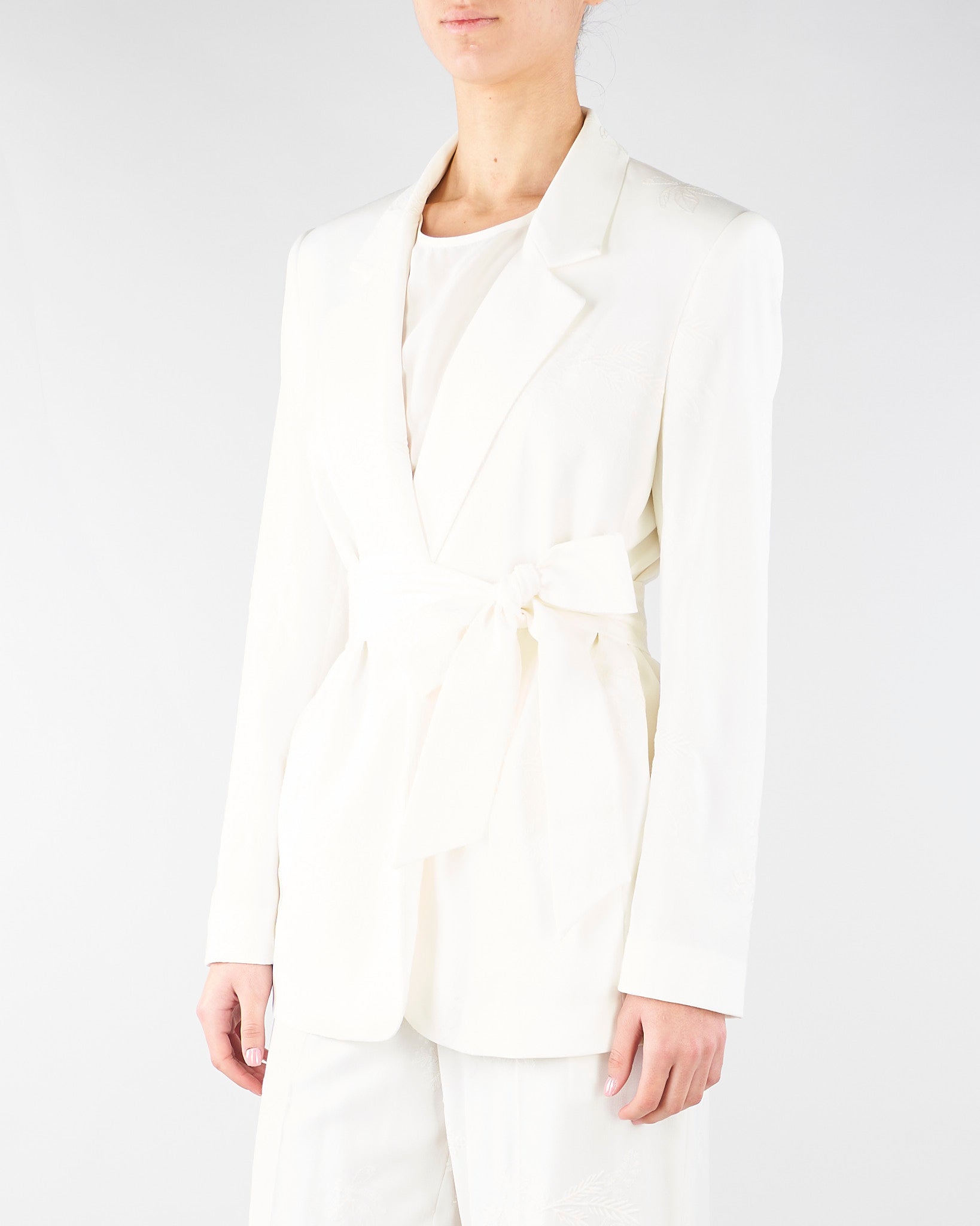 Giacca blazer Bianco ricamata con cintura TE2020 381 TWIN SET 