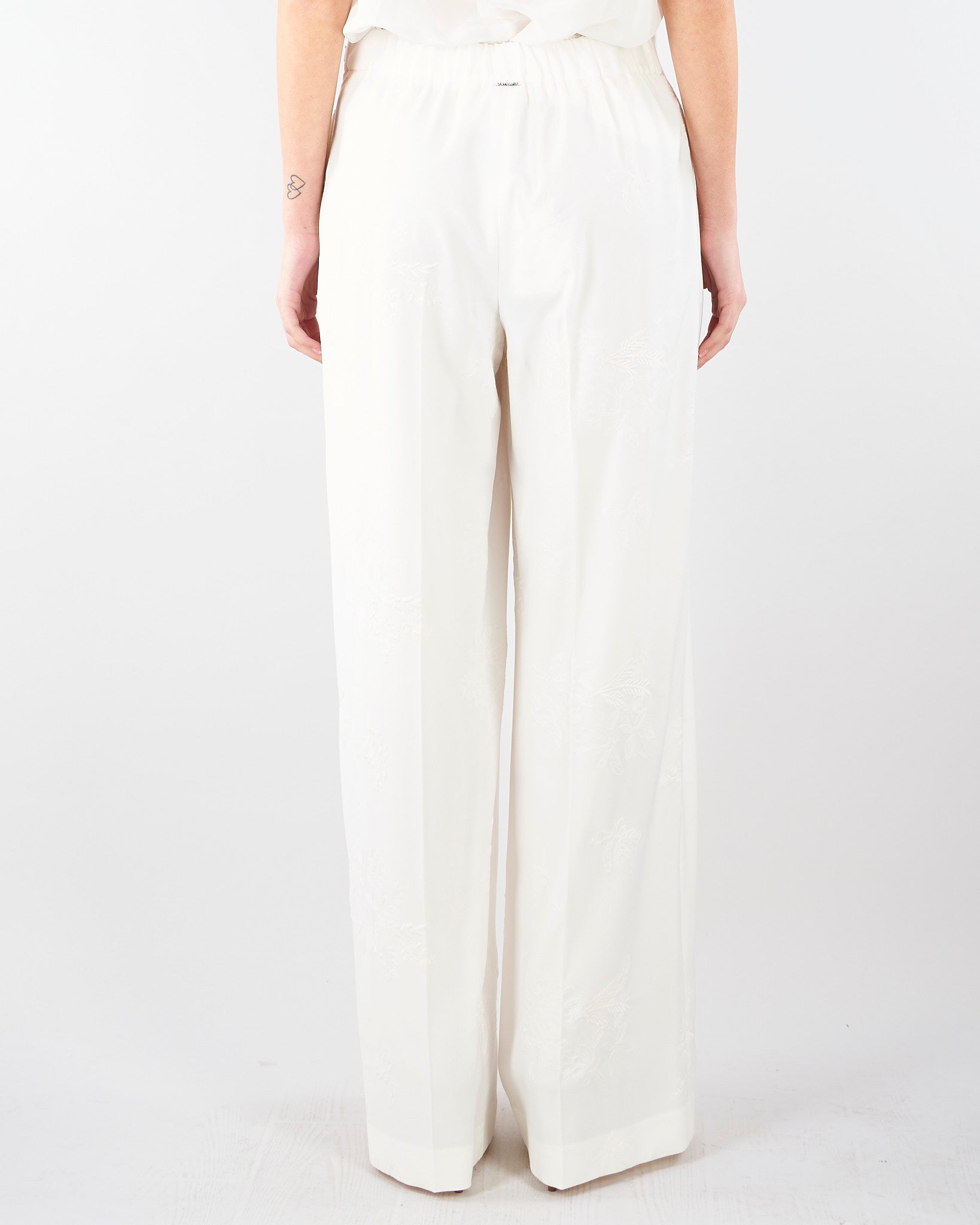Pantaloni Bianco a palazzo ricamati TE2023 381 TWIN SET 