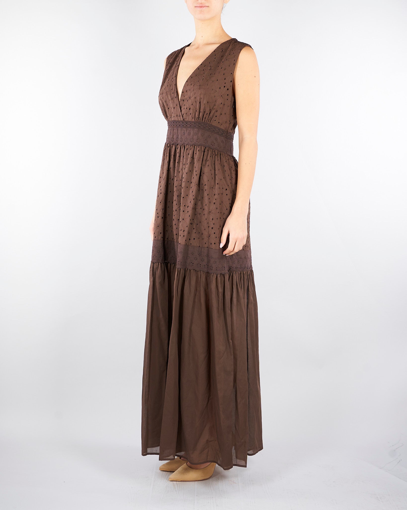 Abito Marro in cotone con ricami pizzo sangallo TF2110 12110 TWIN SET 