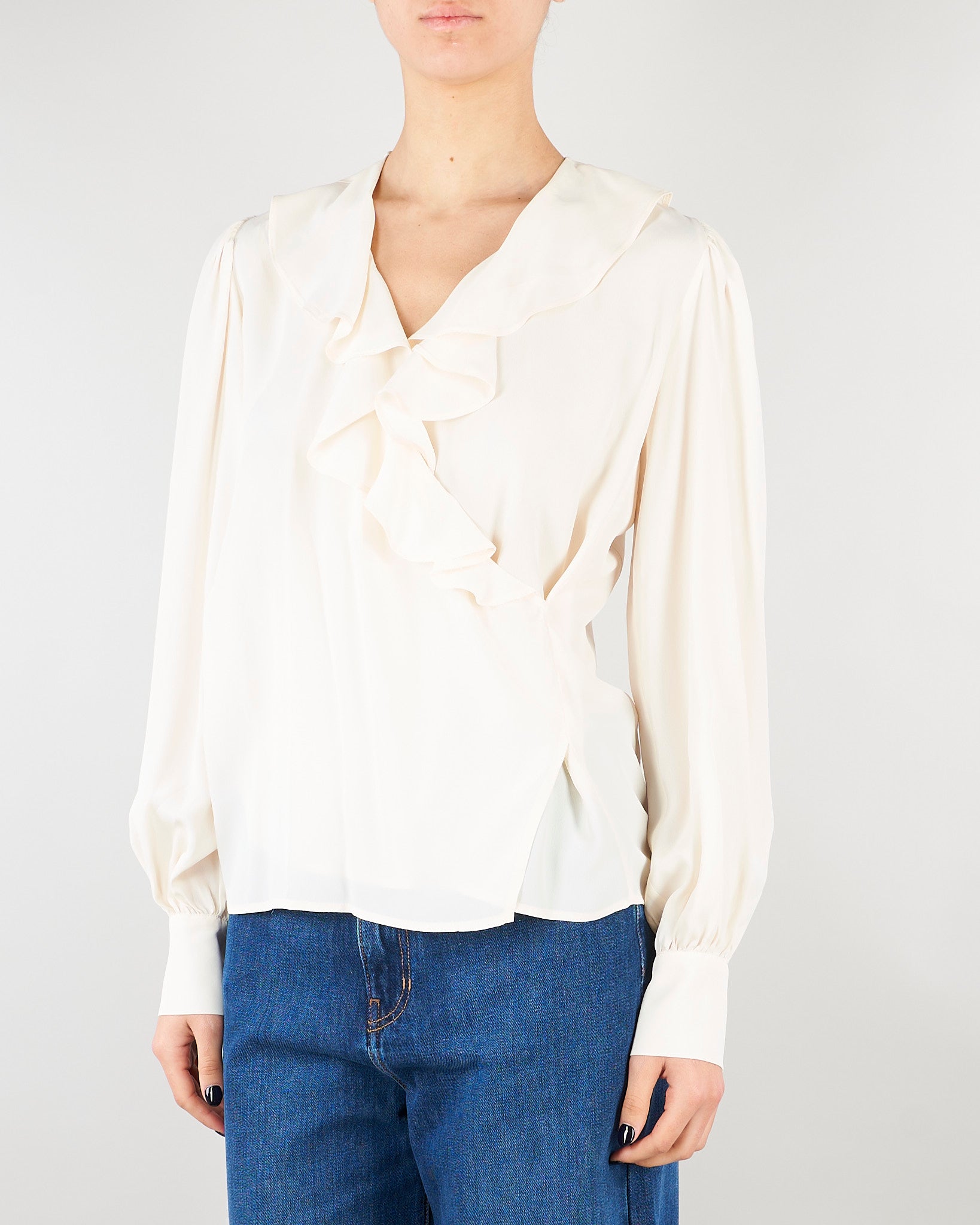 Blusa Panna in crêpe de Chine con volant TP2073 59 TWIN SET 