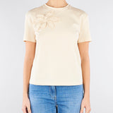 T-shirt Crema con ricamo fiore TP2080 7222 TWIN SET 