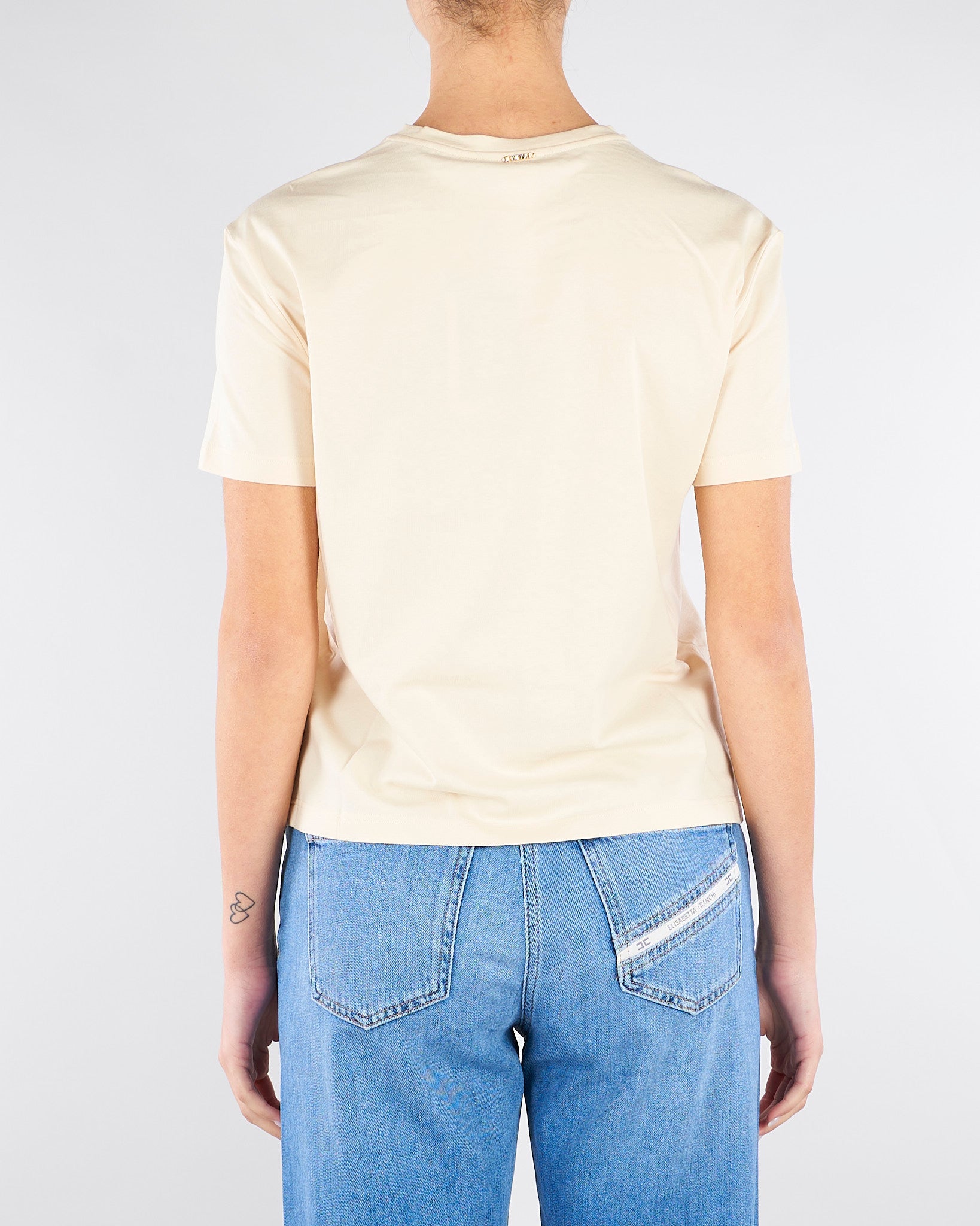 T-shirt Crema con ricamo fiore TP2080 7222 TWIN SET 