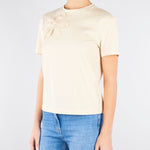T-shirt Crema con ricamo fiore TP2080 7222 TWIN SET 