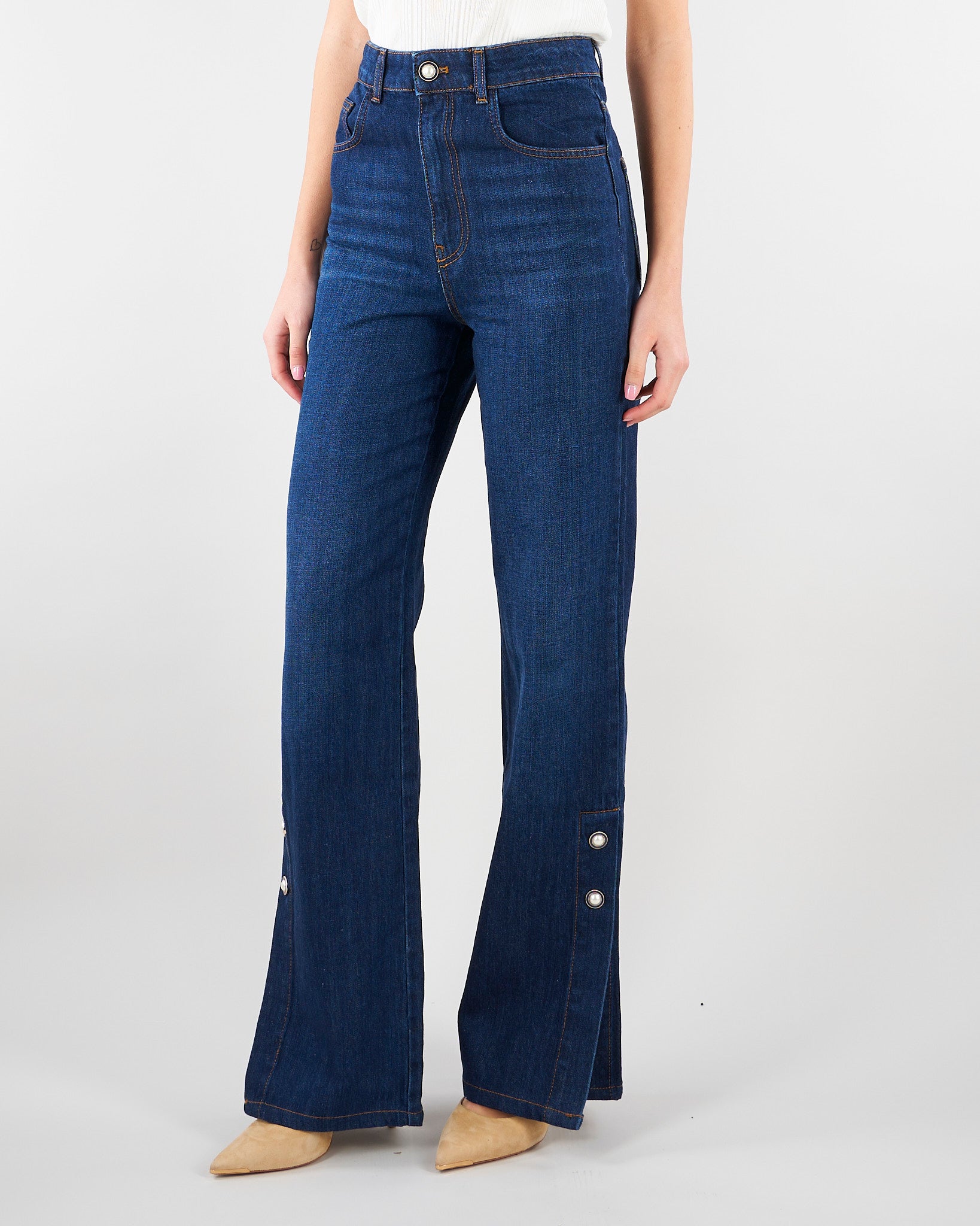 Jeans Denim flare con bottoni gioiello TP2702 12230 TWIN SET 