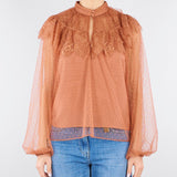 Blusa Terracotta in tulle plumetis e pizzo TP2772 13168 TWIN SET 