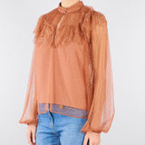 Blusa Terracotta in tulle plumetis e pizzo TP2772 13168 TWIN SET 