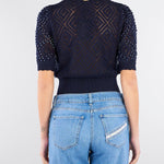 Maglia jacquard Blu con perle all over TP3201 13172 TWIN SET 