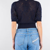 Maglia jacquard Blu con perle all over TP3201 13172 TWIN SET 