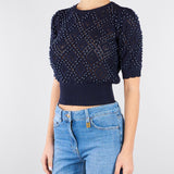Maglia jacquard Blu con perle all over TP3201 13172 TWIN SET 