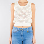 Top Burro in maglia a losanghe con perle TP3202 59 TWIN SET 