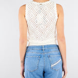 Top Burro in maglia a losanghe con perle TP3202 59 TWIN SET 