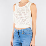 Top Burro in maglia a losanghe con perle TP3202 59 TWIN SET 