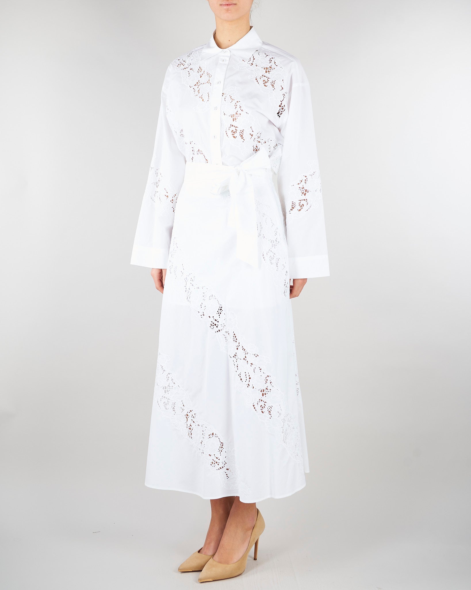 Gonna lunga Bianco in popeline e sangallo TT2030 1 TWIN SET 