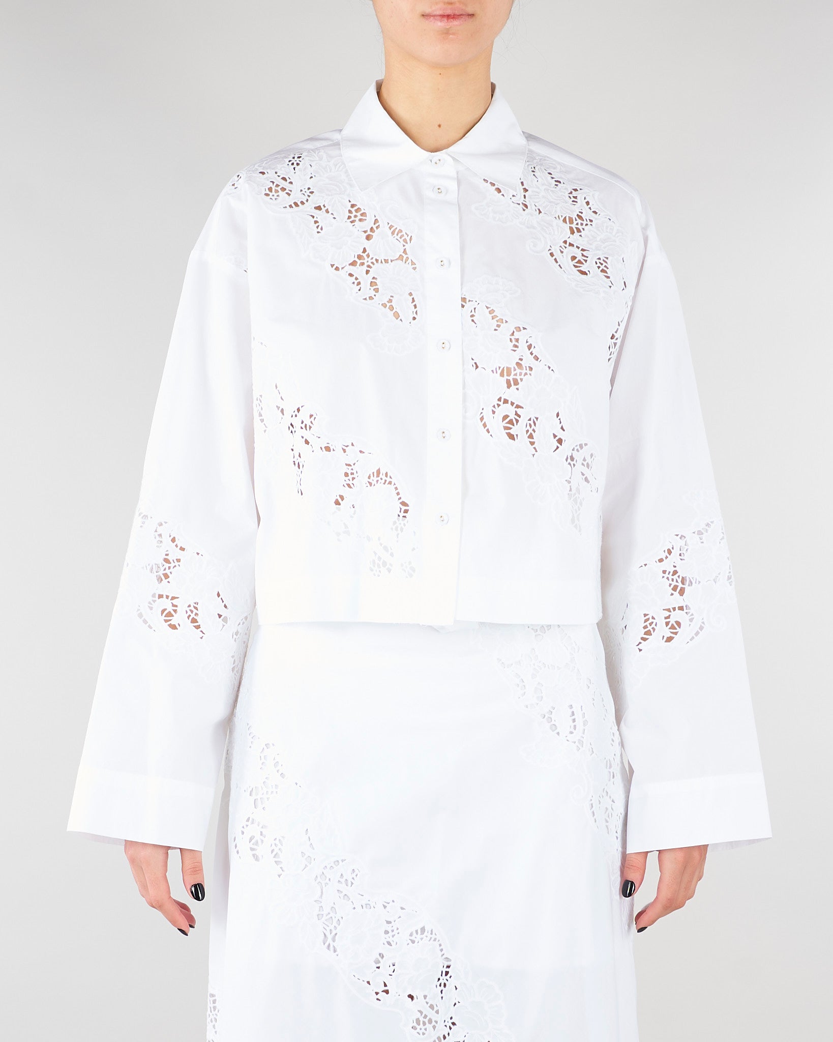 Camicia Bianco in popeline e sangallo TT2031 1 TWIN SET 