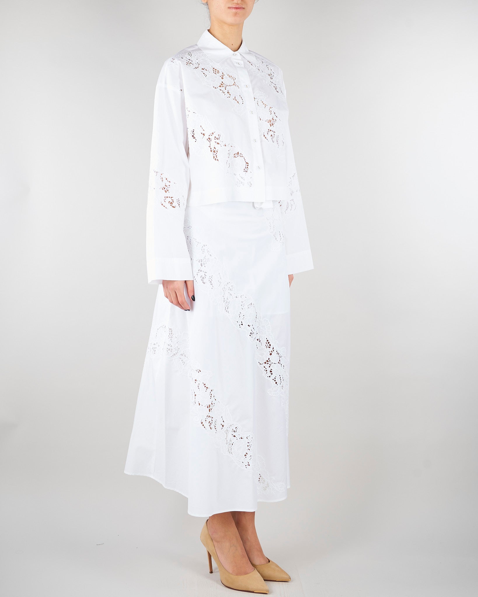 Camicia Bianco in popeline e sangallo TT2031 1 TWIN SET 