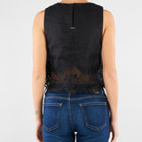 Top Nero in lino con pizzo TT2182 6 TWIN SET 