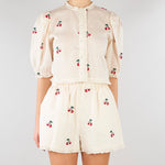 Camicia cropped Crema in ramiè con ricami ciliegie TT2420 13577 TWIN SET 
