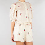 Camicia cropped Crema in ramiè con ricami ciliegie TT2420 13577 TWIN SET 