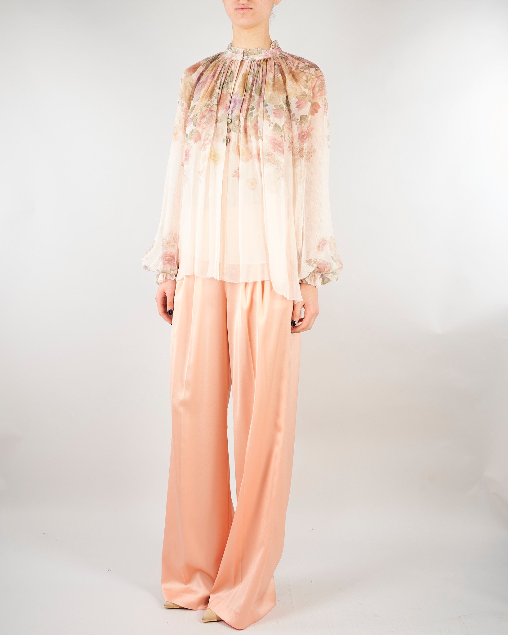 Blusa Rosa in creponne a fiori TT2562 13588 TWIN SET 