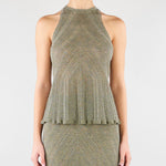Top halter Verde in maglia di lino con lurex TT3210 13565 TWIN SET 