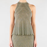 Top halter Verde in maglia di lino con lurex TT3210 13565 TWIN SET 