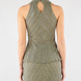 Top halter Verde in maglia di lino con lurex TT3210 13565 TWIN SET 
