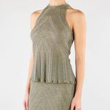 Top halter Verde in maglia di lino con lurex TT3210 13565 TWIN SET 