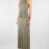 Top halter Verde in maglia di lino con lurex TT3210 13565 TWIN SET 
