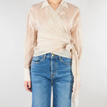 Camicia Mandorla in organza con fiocco TAB0154 03 VICOLO 