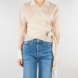 Camicia Mandorla in organza con fiocco TAB0154 03 VICOLO 