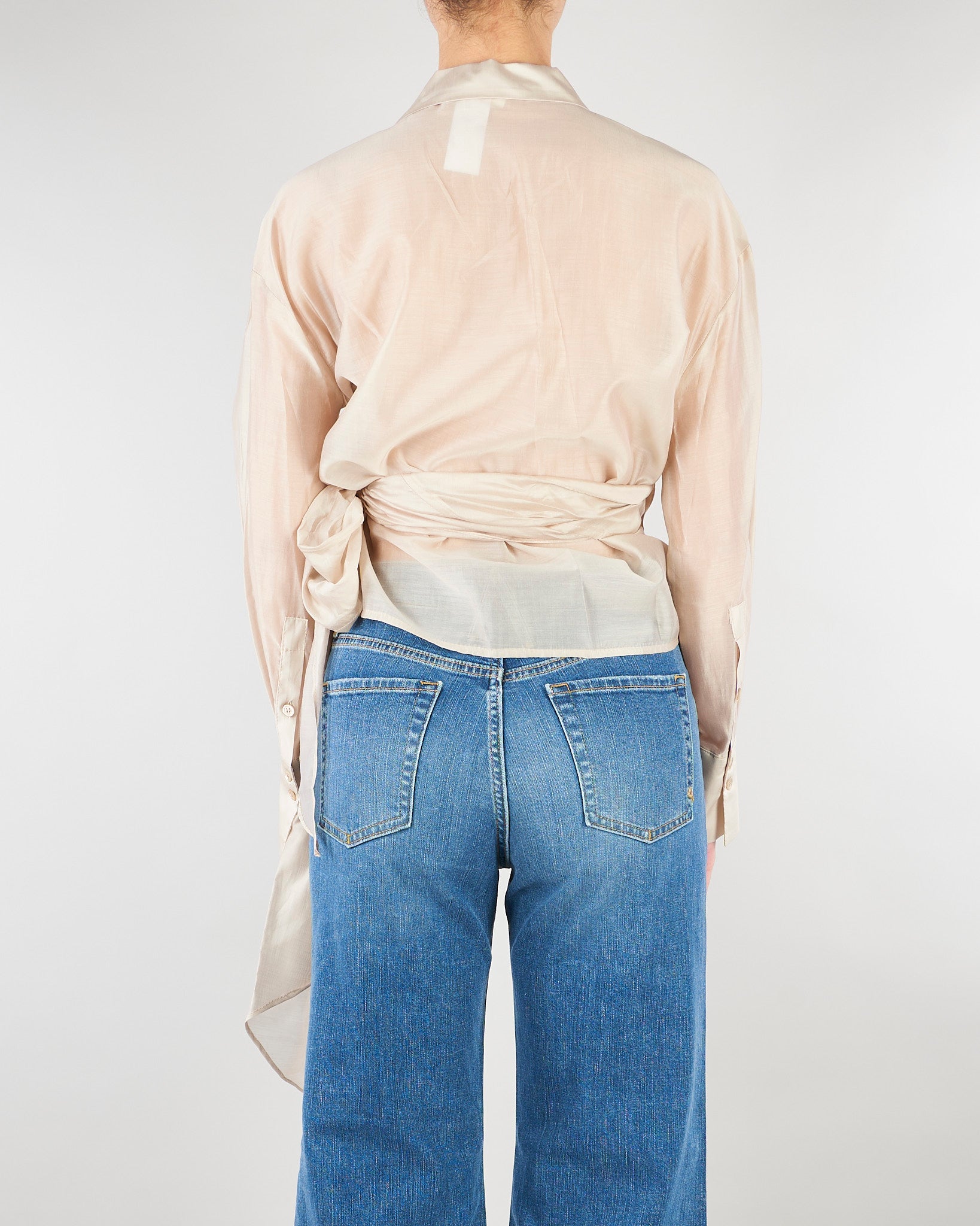 Camicia Mandorla in organza con fiocco TAB0154 03 VICOLO 