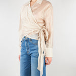 Camicia Mandorla in organza con fiocco TAB0154 03 VICOLO 