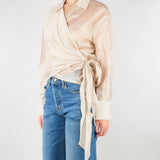Camicia Mandorla in organza con fiocco TAB0154 03 VICOLO 