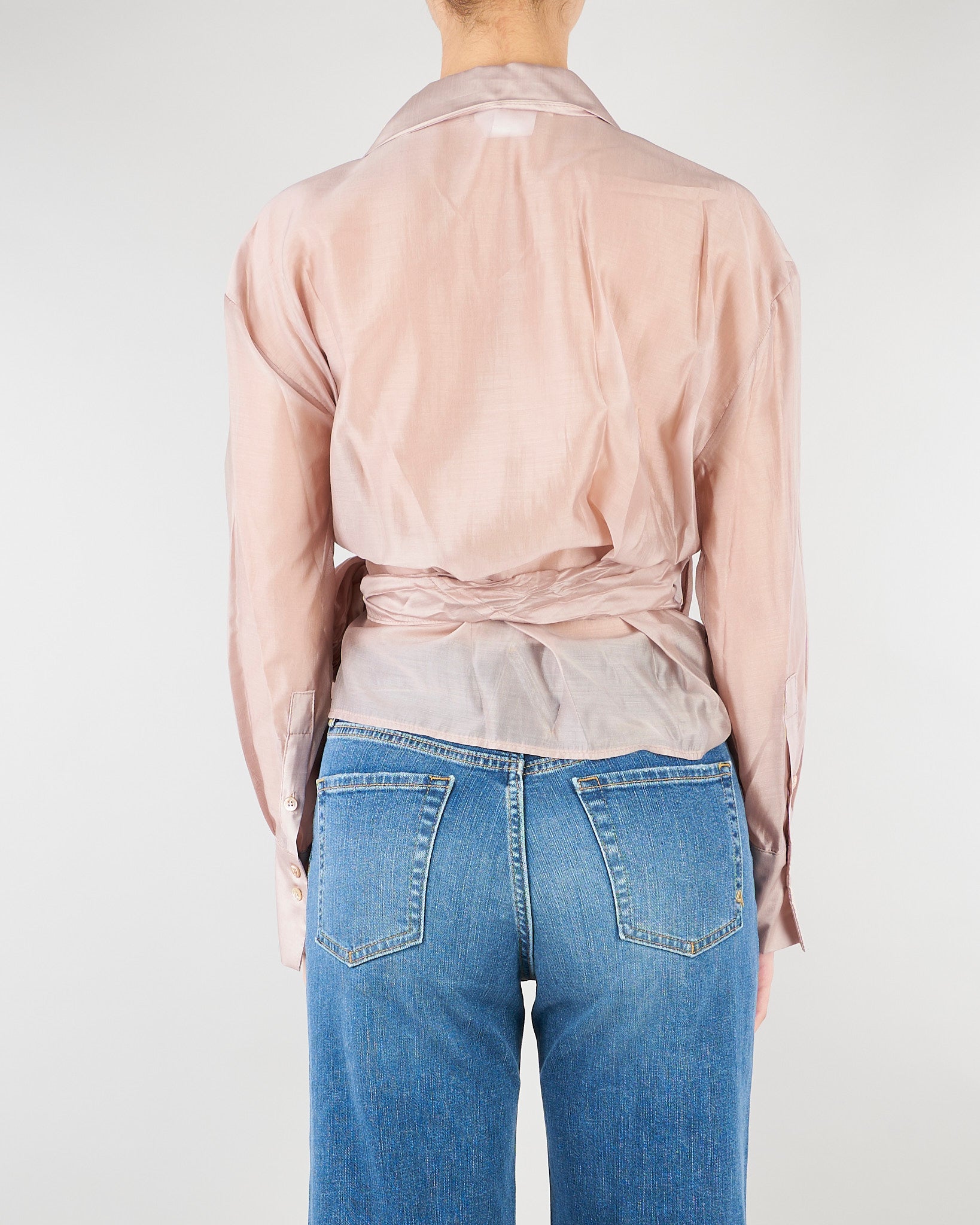 Camicia Cipria in organza con fiocco TAB0154 14 VICOLO 