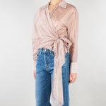 Camicia Cipria in organza con fiocco TAB0154 14 VICOLO 