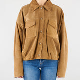 Bomber Scamosciato in Pelle Tabacco con Tasche TAB0171 07 VICOLO 