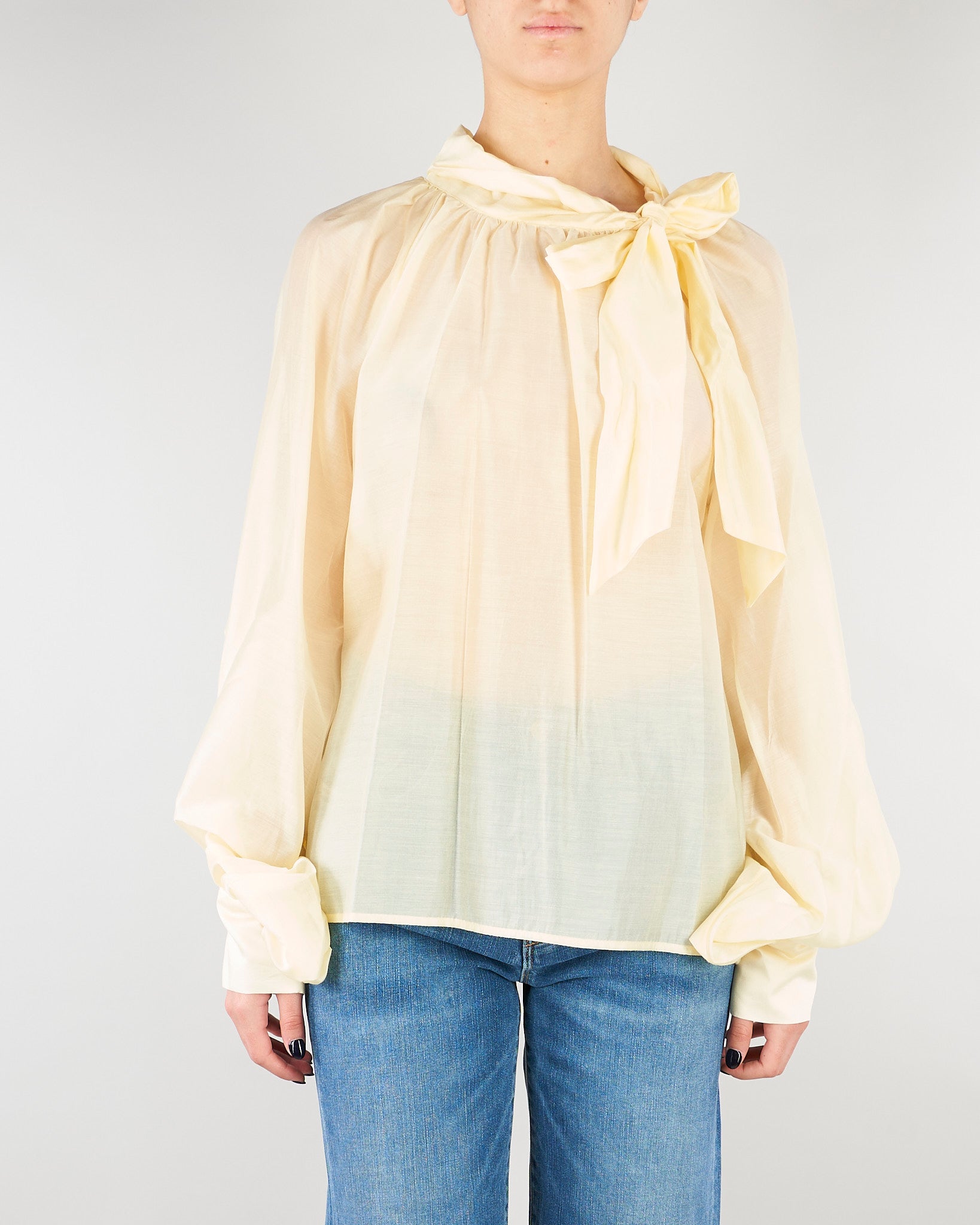 Camicia Giallo in organza con fiocco TAB0210 20 VICOLO 