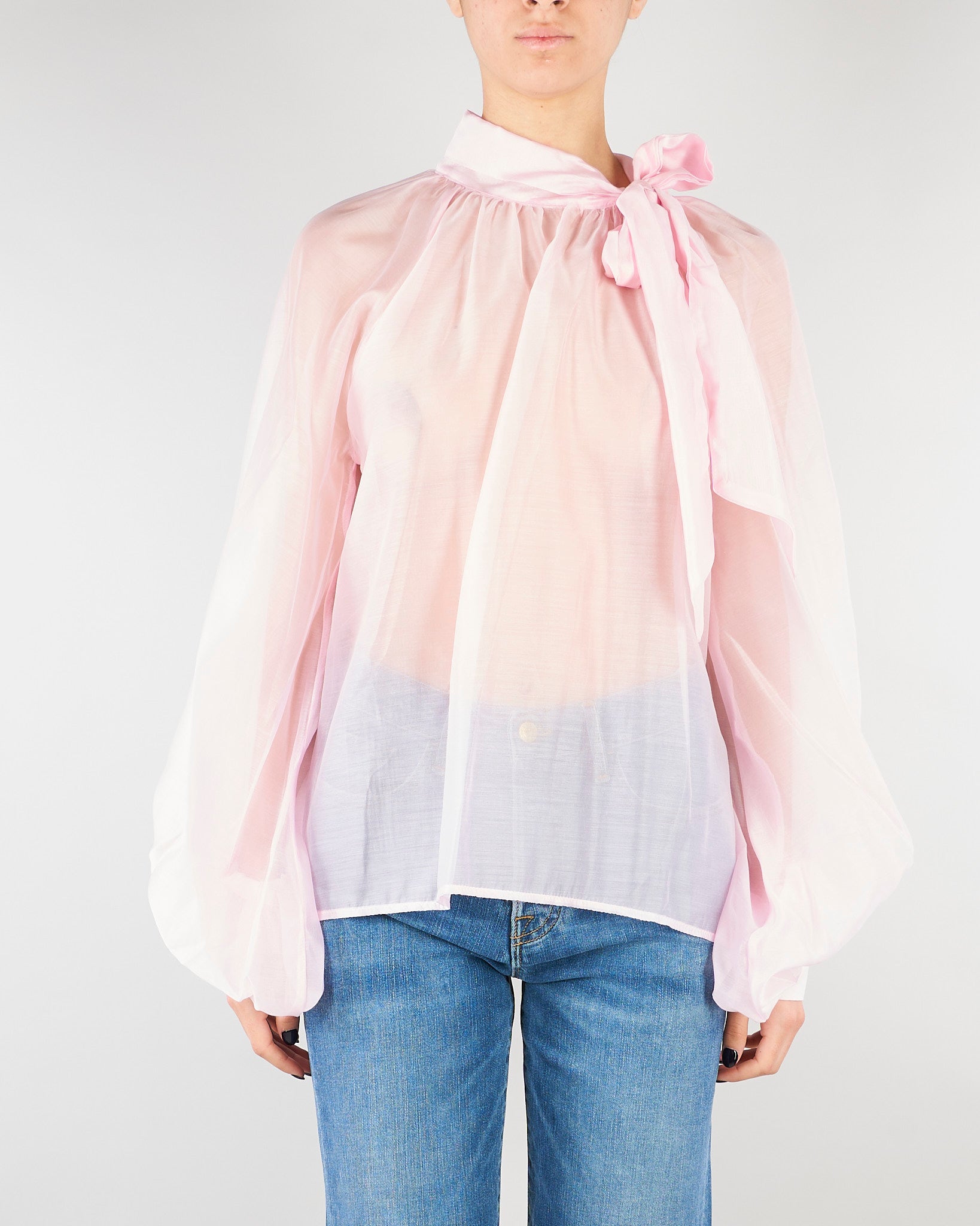 Camicia Rosa in organza con fiocco TAB0210 40 VICOLO 
