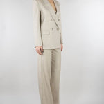 Pantalone Gessato Beige wide leg TAB0227 35 VICOLO 