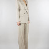 Pantalone Gessato Beige wide leg TAB0227 35 VICOLO 