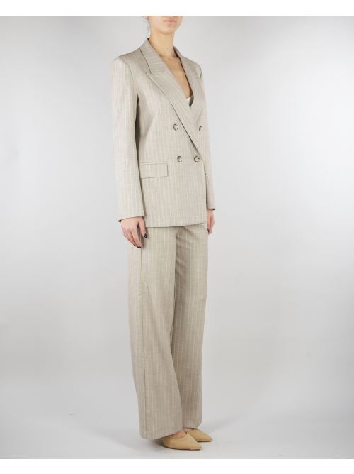 Pantalone Gessato Beige wide leg TAB0227 35 VICOLO 