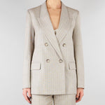 Blazer Doppiopetto Gessato Beige Collo a Lancia TAB0228 35 VICOLO 