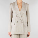 Blazer Doppiopetto Gessato Beige Collo a Lancia TAB0228 35 VICOLO 