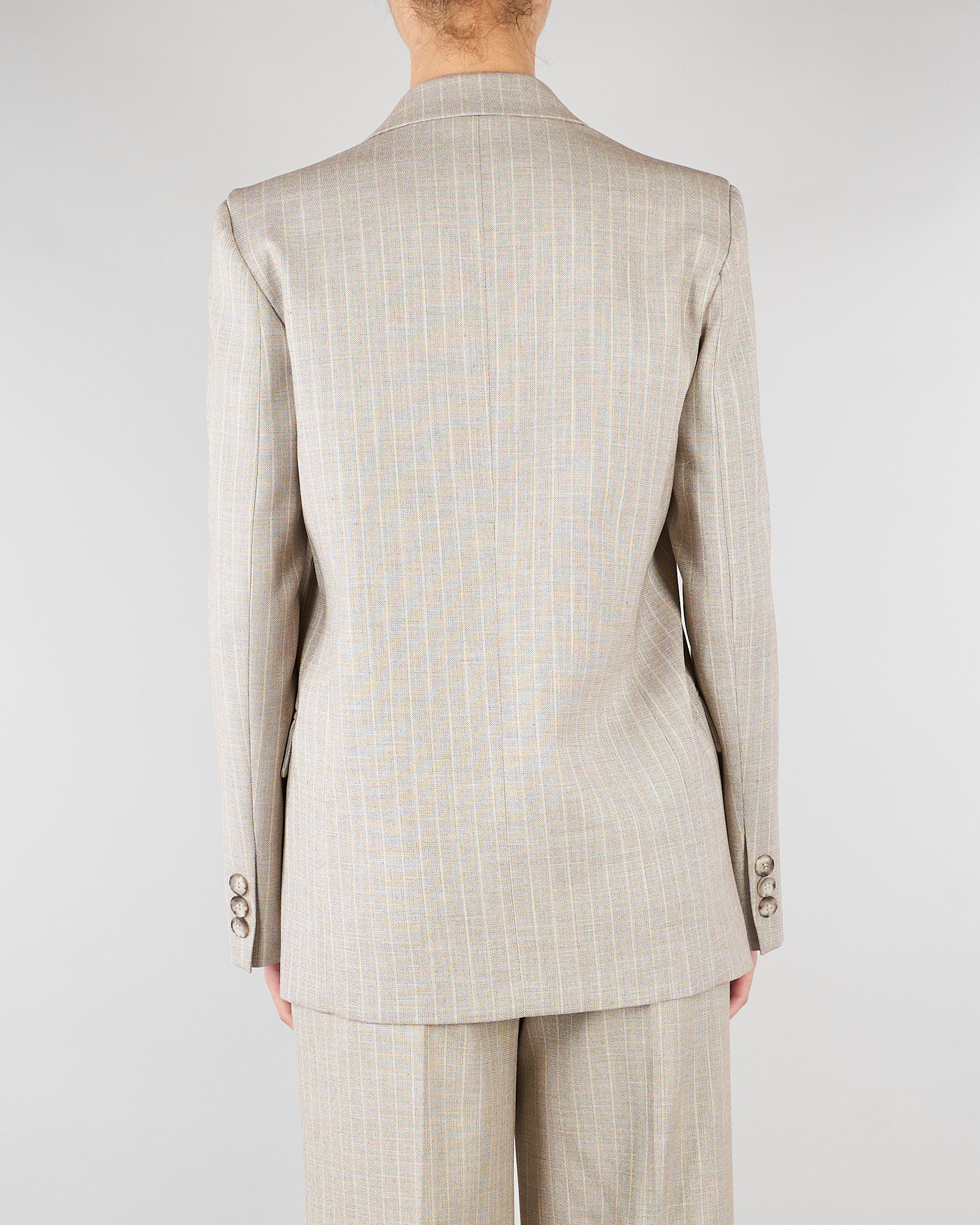 Blazer Doppiopetto Gessato Beige Collo a Lancia TAB0228 35 VICOLO 