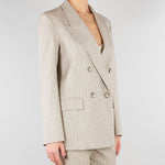 Blazer Doppiopetto Gessato Beige Collo a Lancia TAB0228 35 VICOLO 