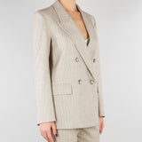 Blazer Doppiopetto Gessato Beige Collo a Lancia TAB0228 35 VICOLO 