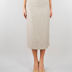 Gonna Longuette Beige Gessata con Spacco TAB0252 35 VICOLO 