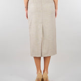 Gonna Longuette Beige Gessata con Spacco TAB0252 35 VICOLO 