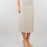 Gonna Longuette Beige Gessata con Spacco TAB0252 35 VICOLO 