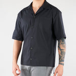Camicia Nero in cotone con collo bowling XCM7228 99 YES LONDON 